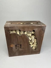 Rustic Farmhouse Chicken Wire State of Florida Wood Rustic Wine Cork Display Cag