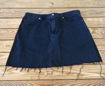 Madewell Women's Fray Hem Denim skirt Size 32 Black M2