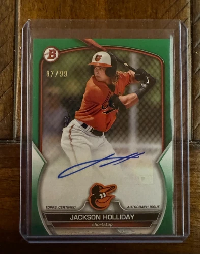 Jackson Holliday Auto 2023 Bowman Paper Prospect Green Auto /99 #PPA-JH