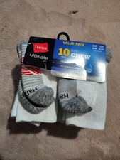Hanes 10-Pair White Multi Crew Socks Boy's Size M Fits Shoe Size 9-2.5