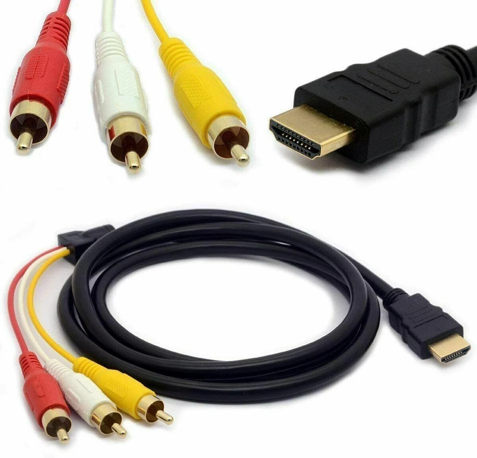 Cable adaptador convertidor de componentes AV 1080P HDMI macho a 3 RCA video audio HDTV Foto 4 de 4