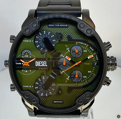 2025 New Model Diesel Mr. Daddy 2.0 Green Orange  Chronograph Mens Watch DZ7477