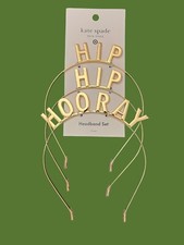NWT Kate Spade New York 3 pc Gold Metal Headband Party Hip Hip Hooray AV8
