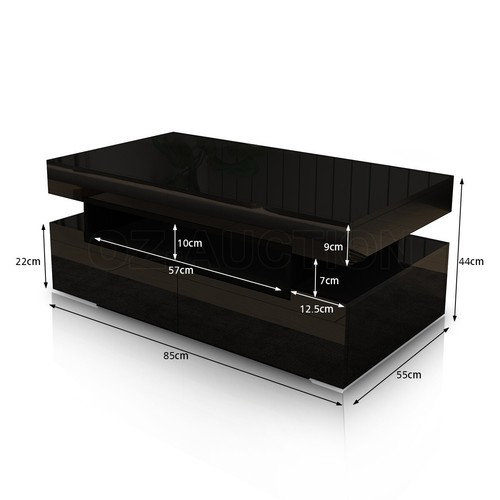 Modern Coffee Table Storage Drawer Cabinet High Gloss Furniture 7 Models BK/WH - Picture 58 of 65
