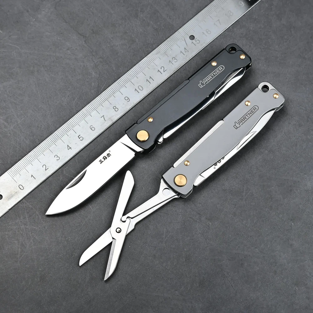 Multi-tool Folding Knife with Scissors for Hunting Camping Survival Tactical 12C27 Steel