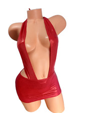 Red Metallic Micro Mini Skirt Festival Exotic Dancewear Coverup