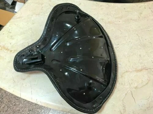 Asiento individual de cuero negro para Harley WL WLA WLC - Sillín bobber de cabeza plana Foto 3 de 4