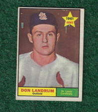 DON LANDRUM - 1961 TOPPS ROOKIE CARD # 338 - ST. LOUIS CARDINALS - CUBS - MLB