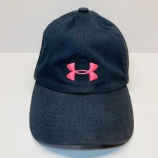 Under Armour Youth Cap Hat Adjustable Strap Black W/ Embroidered Pink Logo OSFA