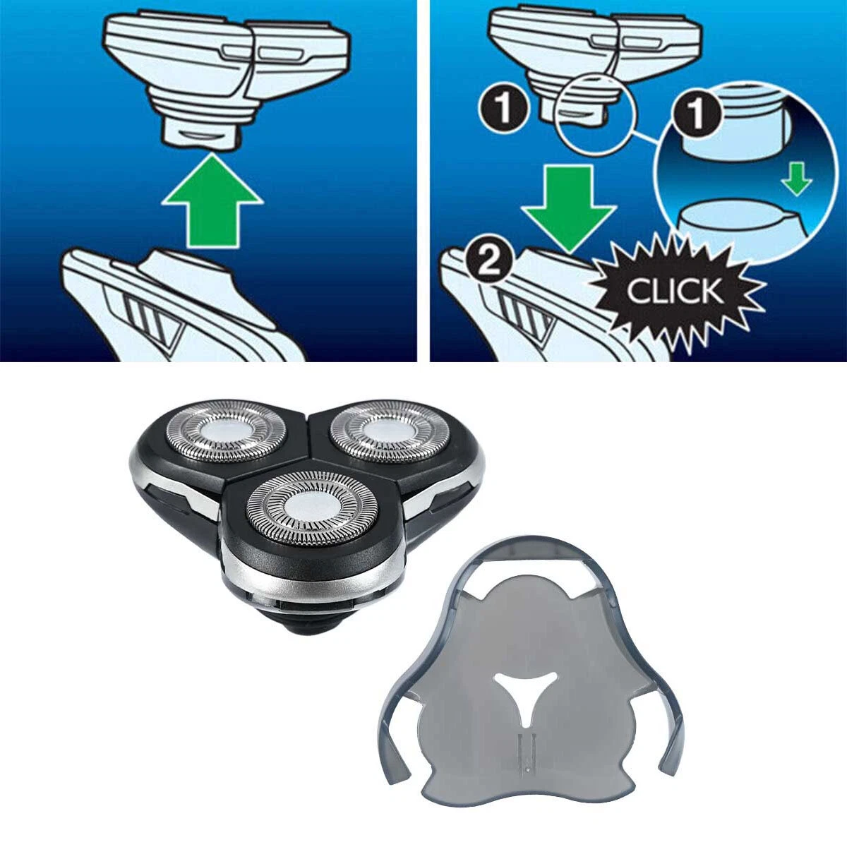 Tête De Rasoir 3D De Remplacement Pour Philips RQ1250 - Modèle RQ1250CC/XS SensoTouch, Neuve