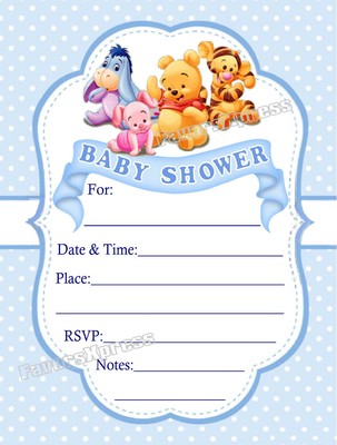 20 Winnie The Pooh Baby Shower Invitations W Envelopes Ebay