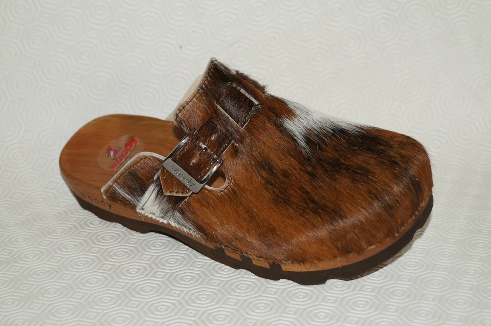 Woody Lukas Herren Clogs Pantolette Fellschuh Holzschuh Kuhfell Gr 40 - 50 - Bild 3 von 4