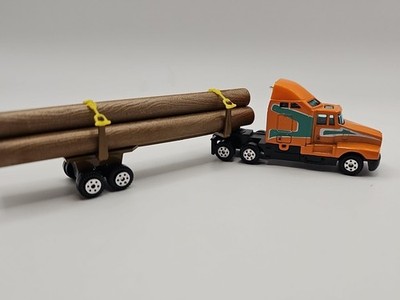 Kenworth T600A  1407-4 Orange Logger Truck Tractor Trailer W/ Removable Logs