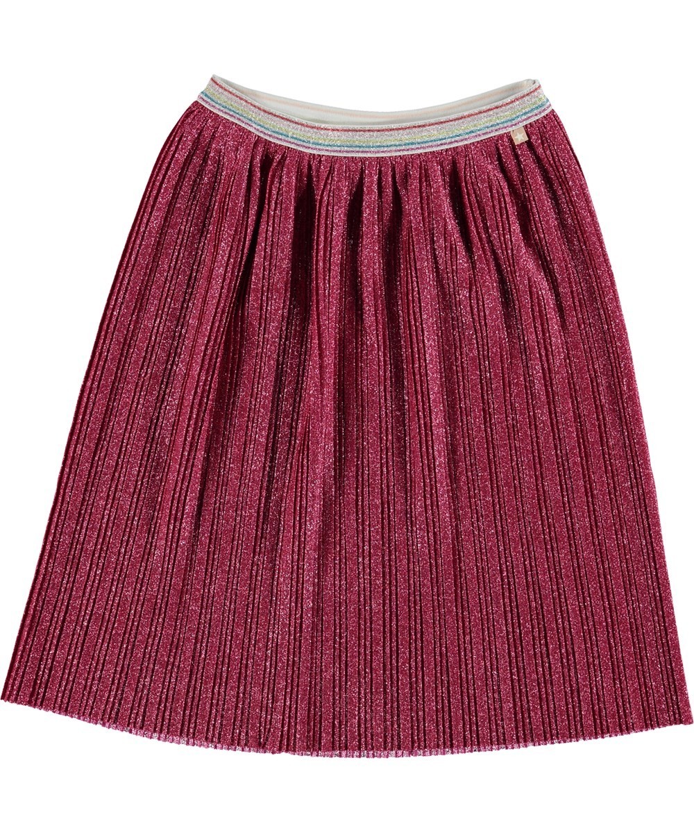 Molo Girl's 11-12 Skirt Bellini Pink Sparkle Lemonade Pleated Pull On