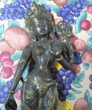Antique Bronze /Brass Female Religious Buddha 12" Figure