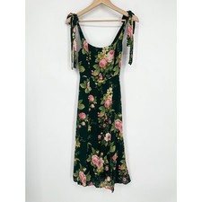 REFORMATION Twilight Tie Shoulder Midi Dress Floral Print Square Neck, Size 0