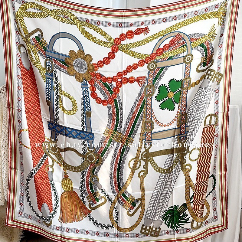 2025 Sallys 100% Twill Silk Wrap Scarf Stole Tassels Print Square Shawl 53"