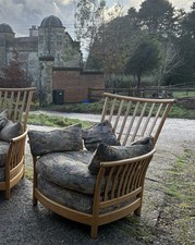 1990s Ercol Renaissance High Back Armchair Model 1068 Light Ash