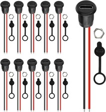 10pcs 24AWG 2 Pin USB C Female Type C Chassis Waterproof Style: Type-C Female