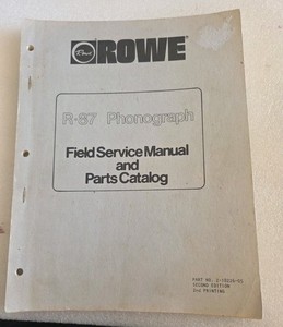 Rowe R-87 Photograph Field Service Manual And Parts Catalog Jukebox Arcade 
