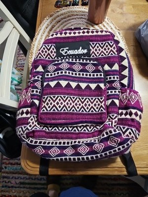 Ecuadorian Colorful Backpack w/Adjustable Straps-Apx. 11.5''x5''x17''-Free Shipping