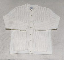 Vintage cottagecore cuddle knit button up sweater cream size large Made in USA