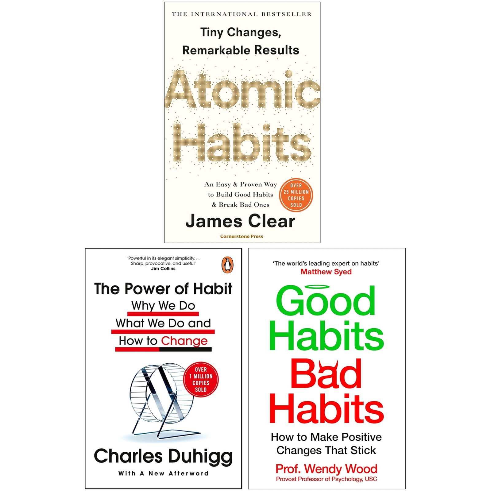 Atomic Habits, The Power of Habit & Good Habits, Bad Habits - Non Fic - PB