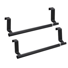 Retractable Over Cabinet Towel Holder, Small Towel Rack 2Pcs Black