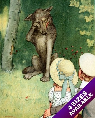 MOTHER GOOSE S WEEPING WOLF FAIRY TALE NURSERY ART PAINTING PRINT ON REAL CANVAS