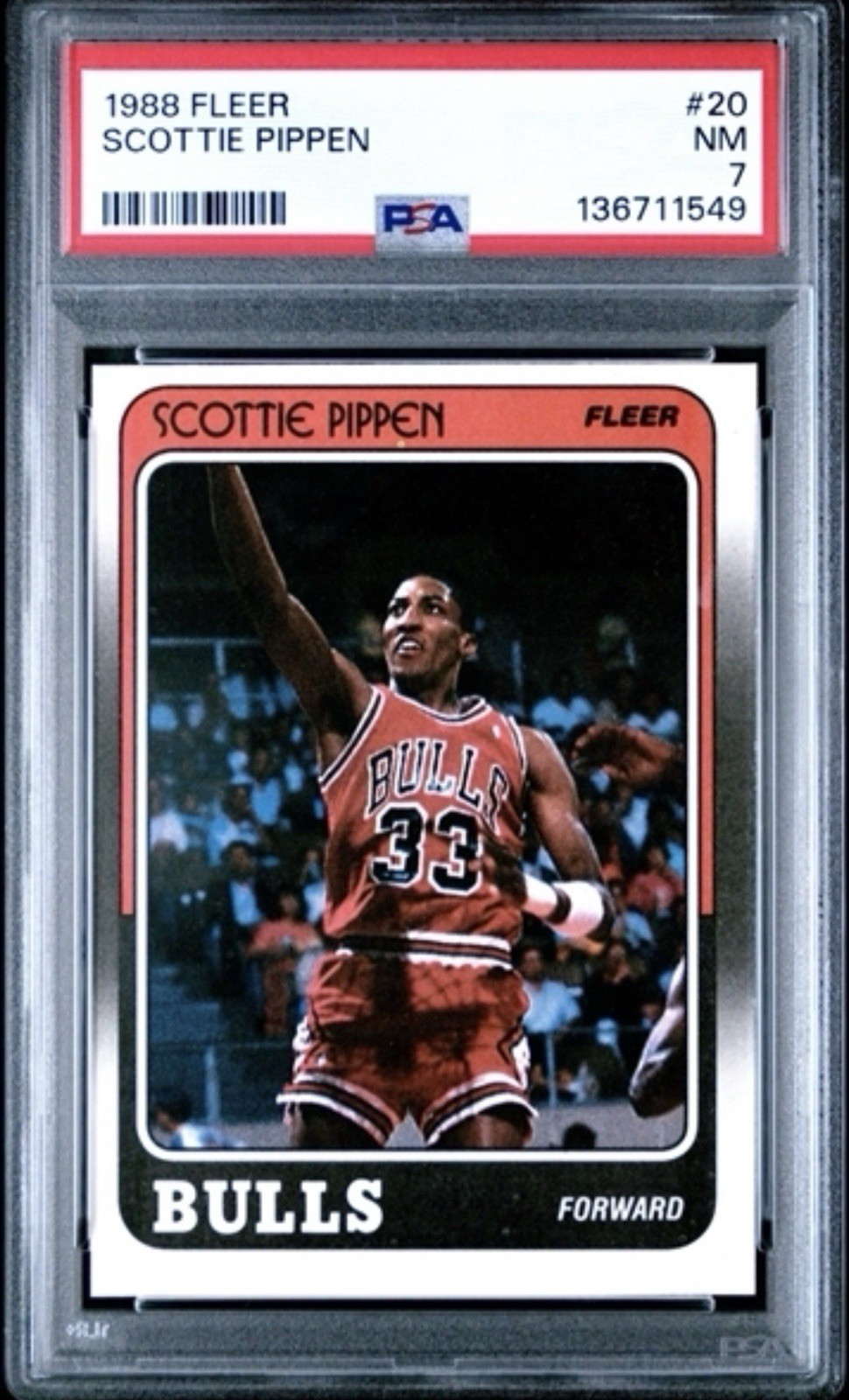 🔥 1988-89 FLEER - SCOTTIE PIPPEN #20 - Rookie RC - PSA 7 🔥