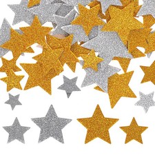 200 PCS Glitter Foam Stickers, Gold Silver Star Stickers Self