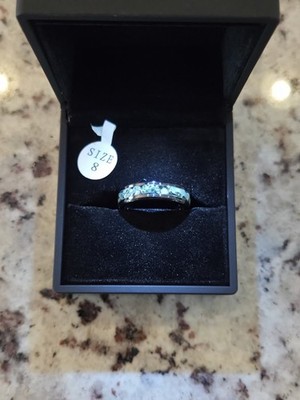Michigan Greenstone Women's Inlay Ring, Size 8. Black Ceramic Ring Blank.