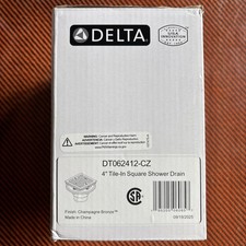 Delta DT062412-CZ 4" Tile-In Square Shower Drain - Champagne Bronze New