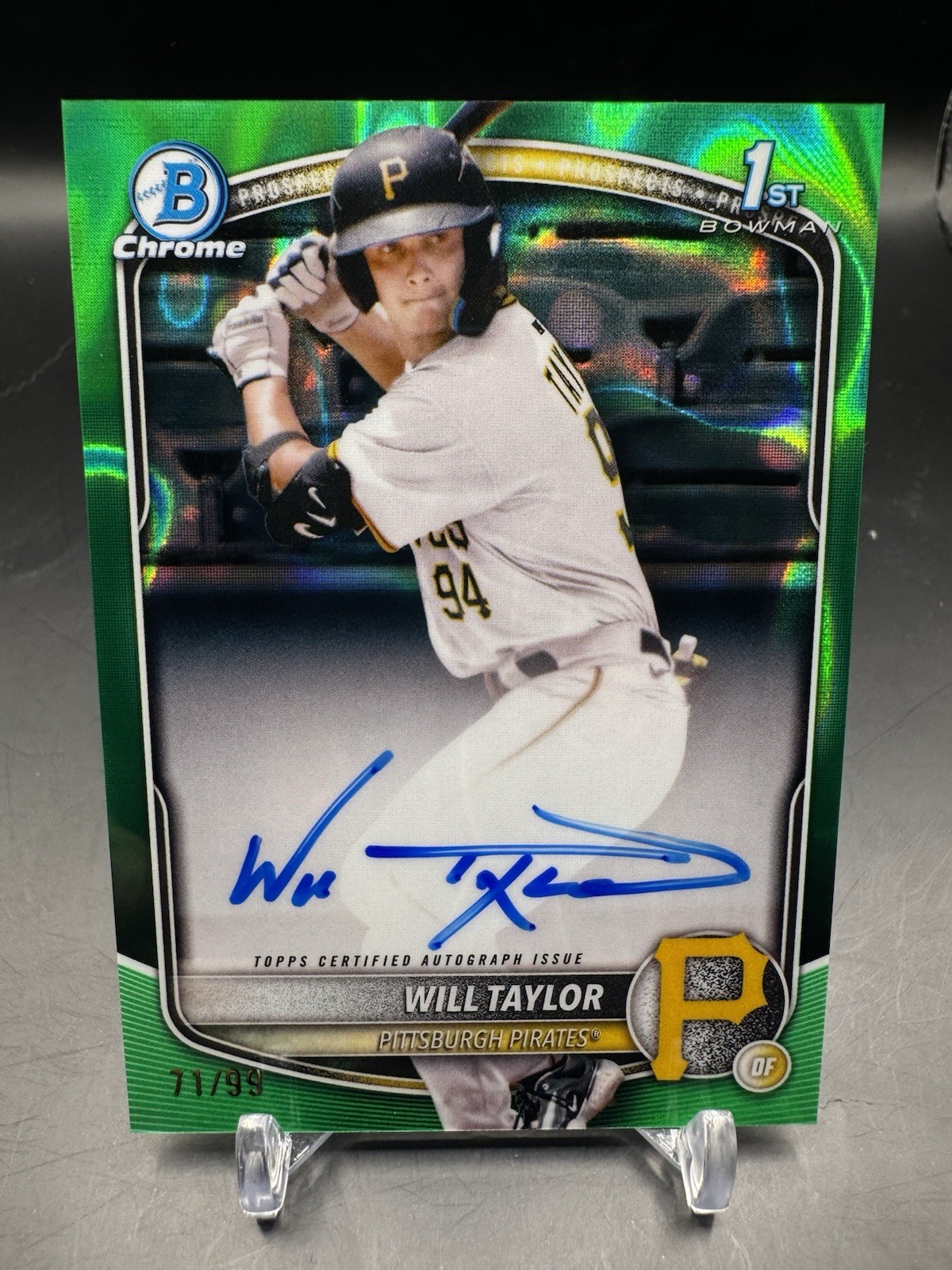 2025 Bowman Chrome Will Taylor 1st True Green Refractor Auto 71/99 SP #CPA-WT