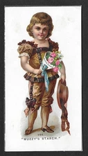 Victorian Trading Card - Muzzy Starch - "Boy Holding Flowers" (3I5)