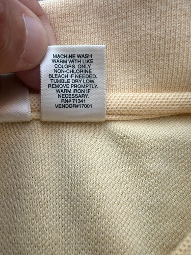 Vintage 90s LL Bean Made In USA Polo Style Shirt Yellow Size L 1/4 Button Blank - Picture 3 of 4