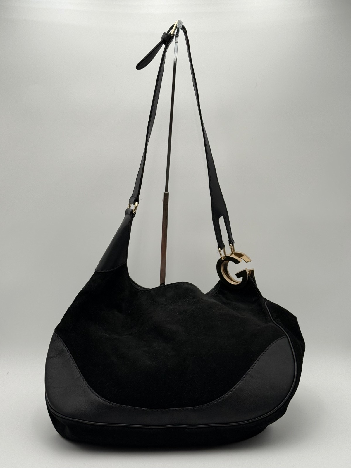 Gucci Borsa Charlotte Hobo Frida Giannini in Pelle Scamosciata Nera