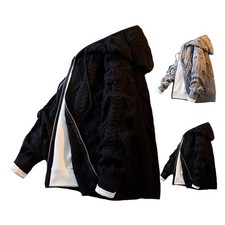 Thick Warm Mens Texture Cardigan Knitted Hooded Sweater For Daily Wear