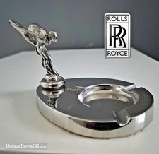 Genuine Rolls Royce Silver Lady Spirit Of Ecstasy 1970's Chrome plated Ashtray
