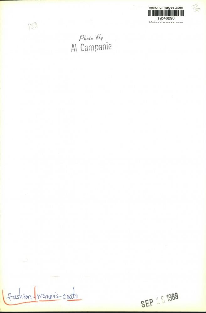 1989 Press Photo Model Posing in Coat for Women's Fashion Feature - syp46290