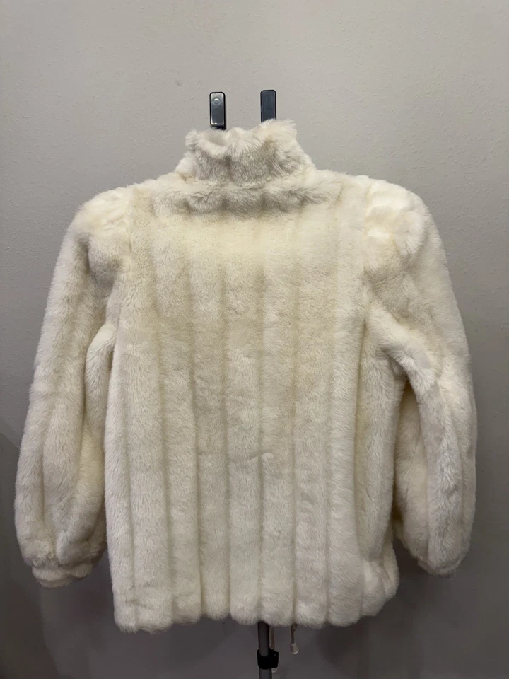 Chaqueta Abrigo Mujer Jordache Piel Sintética Forrada Talla 7/8 EE. UU. Blanco Marfil De Colección Foto 2 de 4