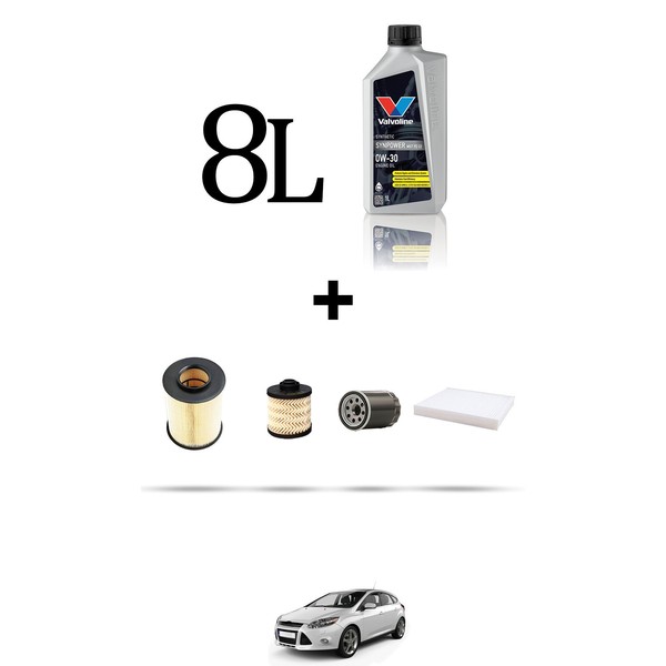 Hoffcar Servicekit 4 Filter Und 8L ÖL FüR Ford Focus III 2.0 Tdci 110Kw Ab 2-image