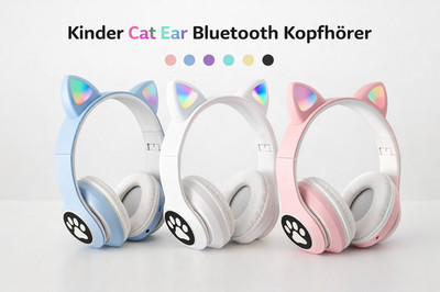 Kinder Kopfhörer Cat Ear Bluetooth Kopfhörer mit LED Ohren verschiedene Farben