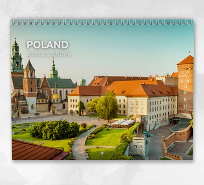 BOYCE PUBLISHING Poland Calendar 2026: Monthly Wall Calendar with Notes, opens to A3 Size