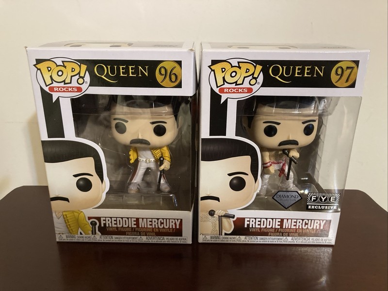 NRFB Funko Pop Freddie Mercury #96 #97 (FYE Exclusive Diamond Collection)  Queen