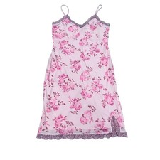 Pink Floral Slip Dress Small Lace Trim Chemise Lingerie Nightgown Y2K Coquette