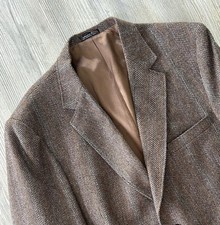 48R Vintage Austin Manor V Shaped Herringbone Tweed Brown Blazer Sport Coat