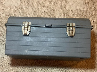 #ad Vintage Contico Tuff Box 19quot; Inch w Tray Utility Tool Box Blue Made in USA $39.99