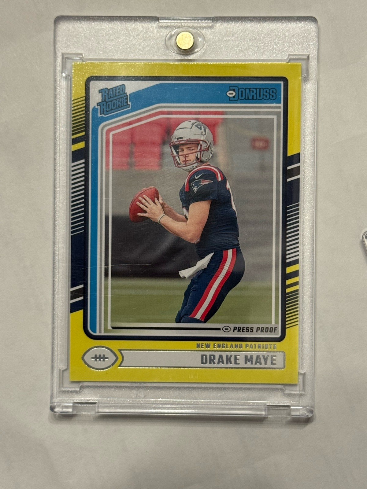 2024 Panini Donruss - Rated Rookie Drake Maye #379 Press Proof Yellow (RC)