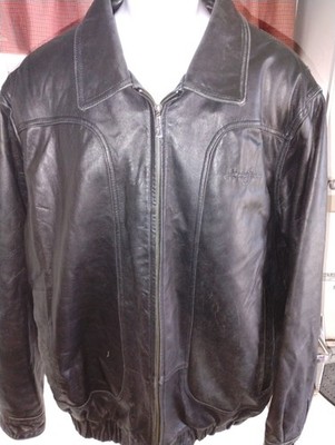 Vintage Sean John 100% Leather Bomber Jacket Mens XL Heavy Y2K Big Logo READ